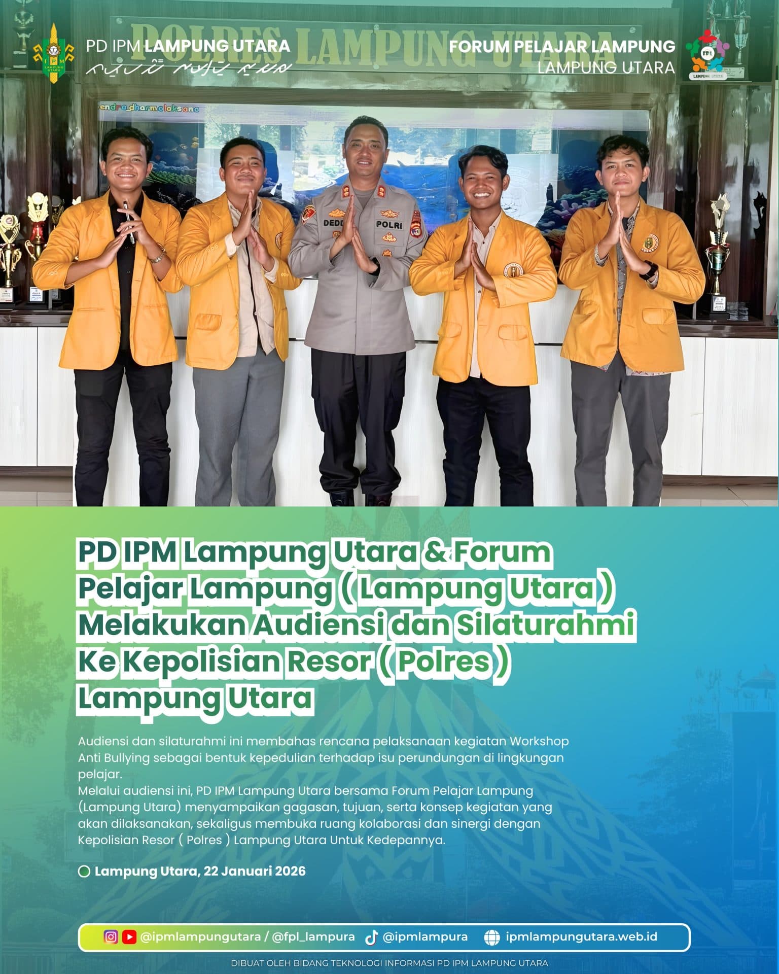 PD IPM Lampung Utara & Forum Pelajar Lampung (Lampung Utara) Melakukan Audiensi dan Silaturahmi Ke Kepolisian Resor (Pol